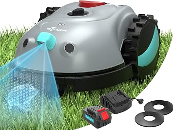 (2026 Nuevo) YARDCARE V100 Robot Cortacesped sin Cable Perimetral, Navegación Visual, Evitación de Obstáculos