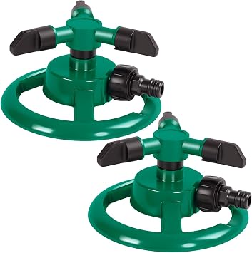 2Pzs Aspersor de Rotación 360°, Aspersor Automático de Césped, Verde