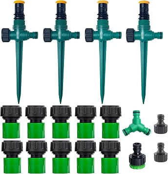 4pcs Aspersor Jardin, Ajustabl Aspersor de Césped 360 °
