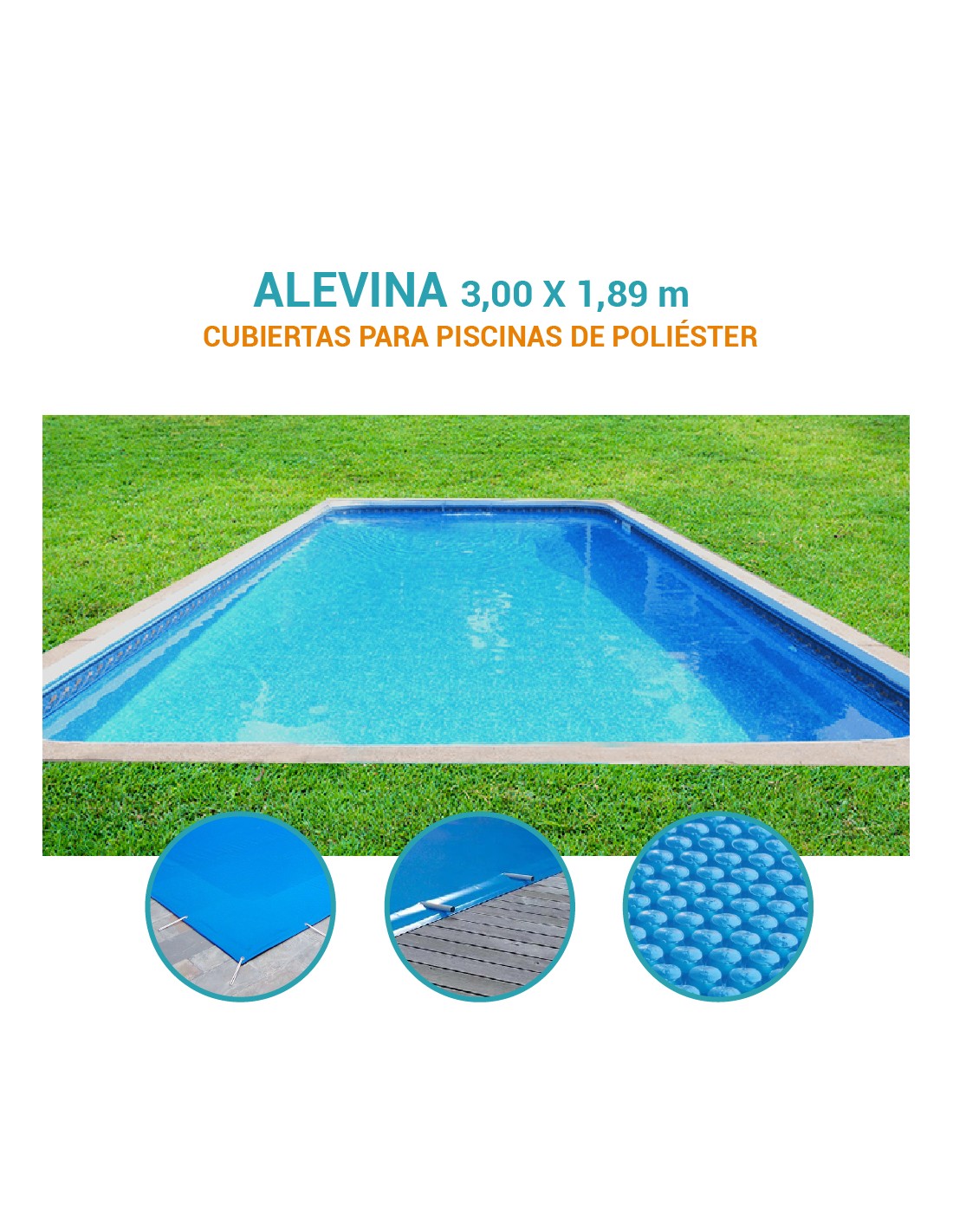 Alevina | 3,00 x 1,89m | Cubiertas piscina de poliéster Europa