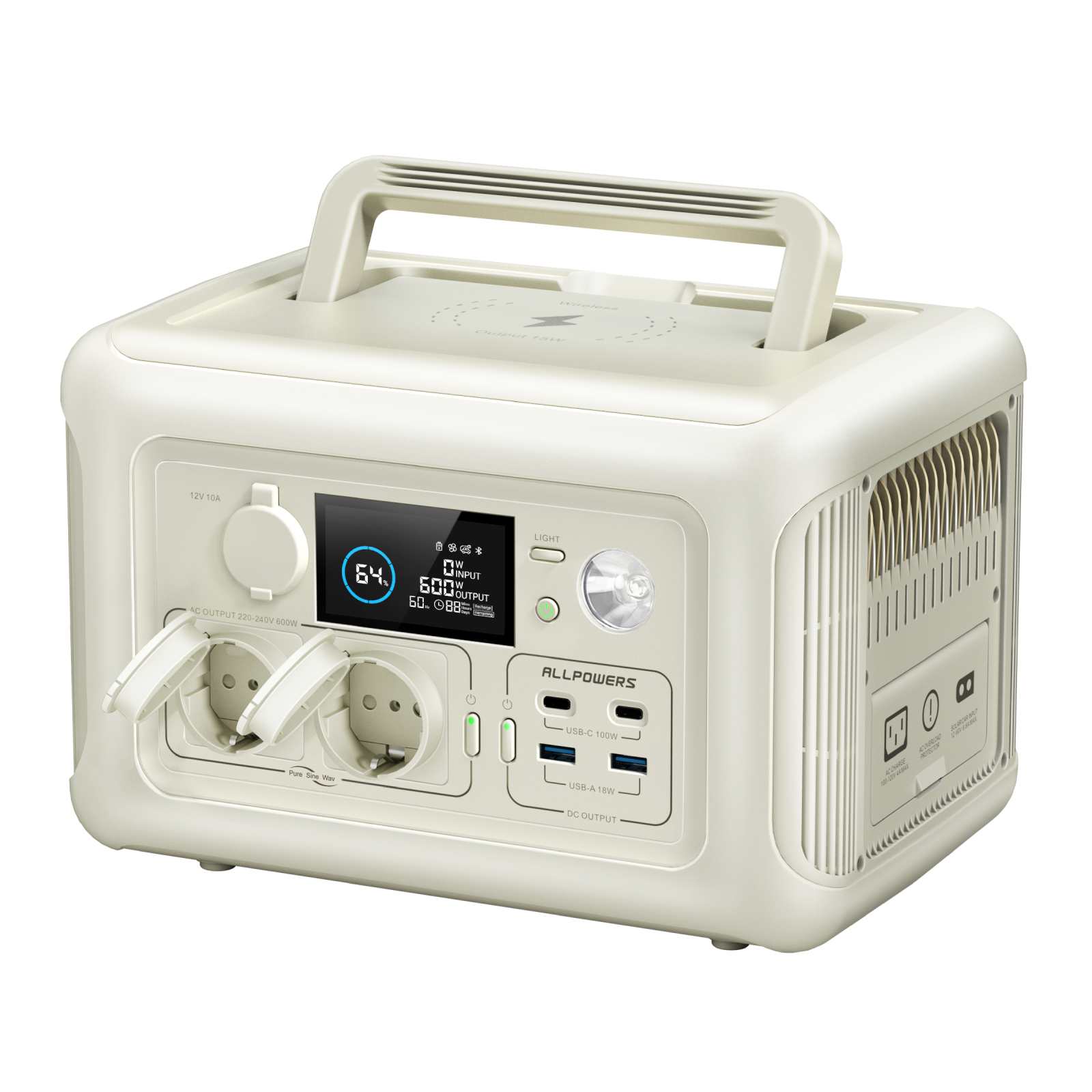 ALLPOWERS R600 Beige Estación de Energía Portátil 600W 299Wh