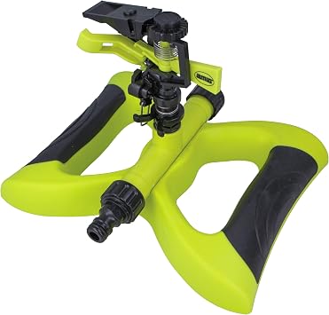 Amig - Aspersor Sectorial con Base de Patín - 190 x 240 mm - Plástico ABS - Verde Pistacho y Negro - Conector Rápido y Fácil - Superficie de Riego de hasta 243 m²