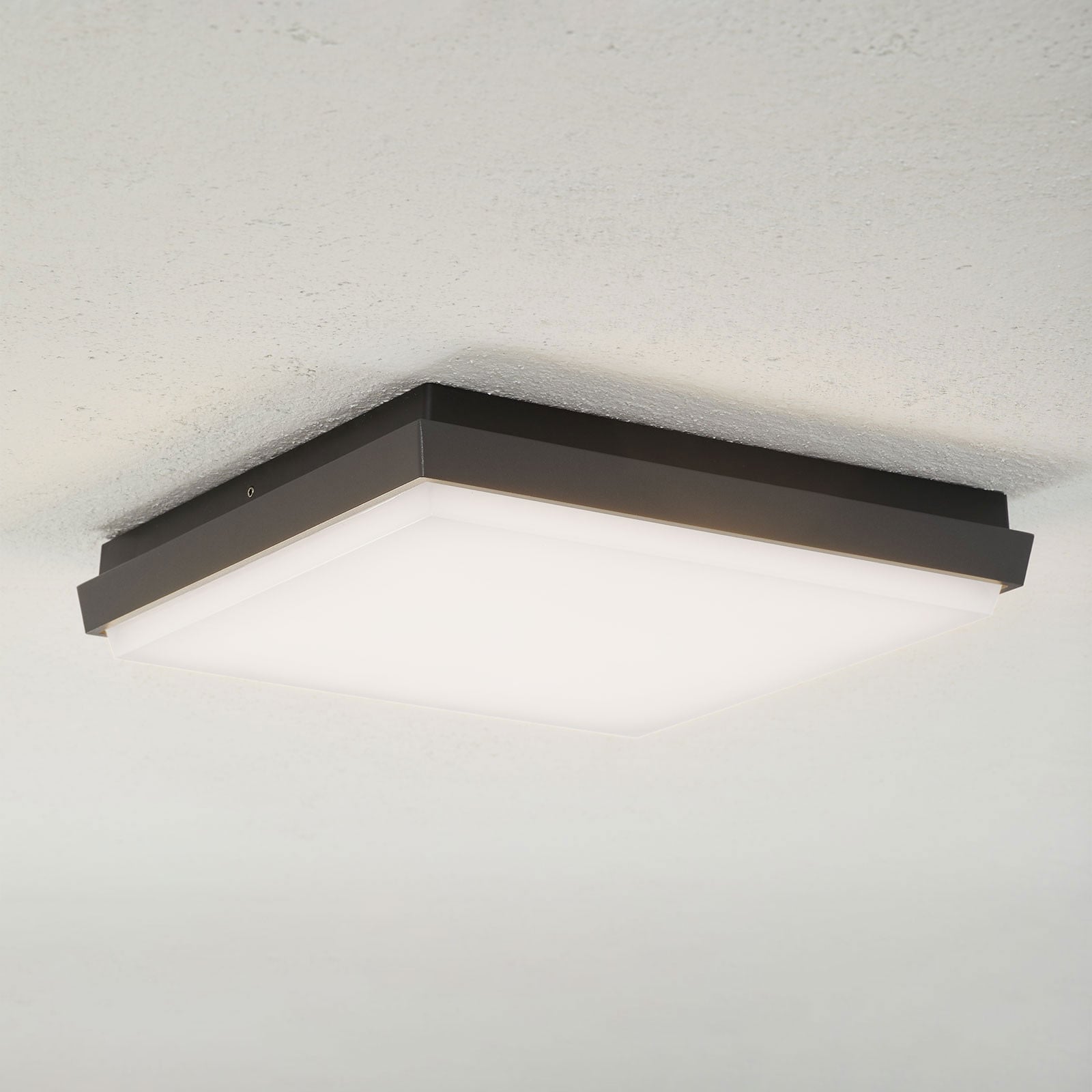 Amra LED Square Exteriores Lámpara de Techo 30 Dark Grey - Lucande - Terraza - Moderno - Plástico - Angular