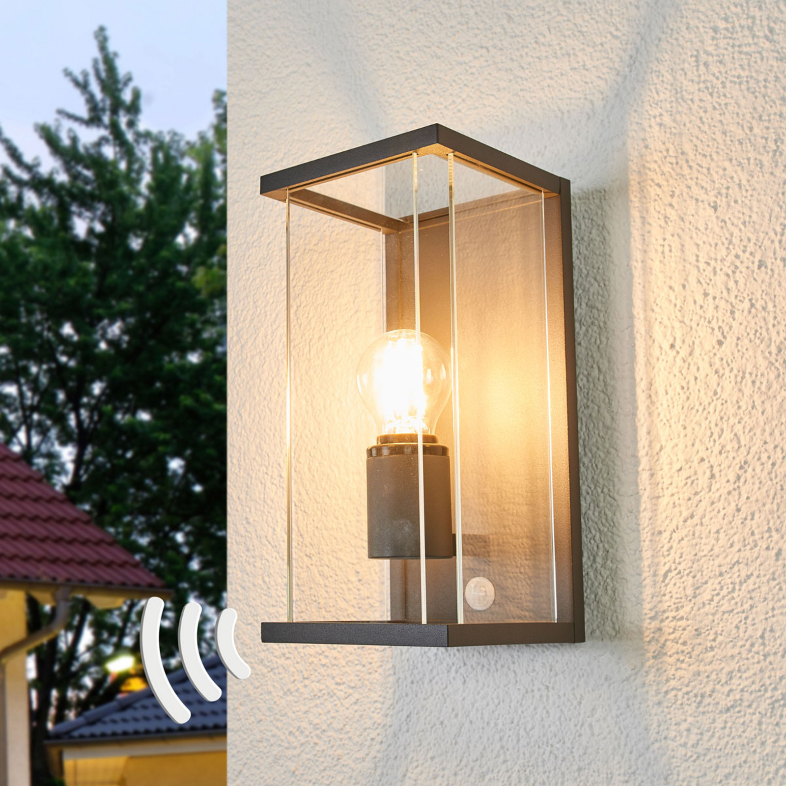Annalea Aplique Exterior IP54 w/Sensor Dark Grey - Lucande - Terraza - Moderno - Metal - Angular