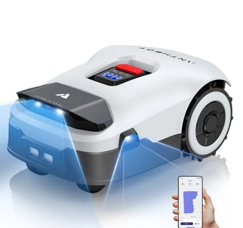 ANTHBOT Genie 600E Robot cortacésped sin cable de limitación, 600 m², máx. 900 m², banda de frecuencia completa RTK+4-Kamera-Vision robot, control de aplicación 4G, gestión multizona, evitación de