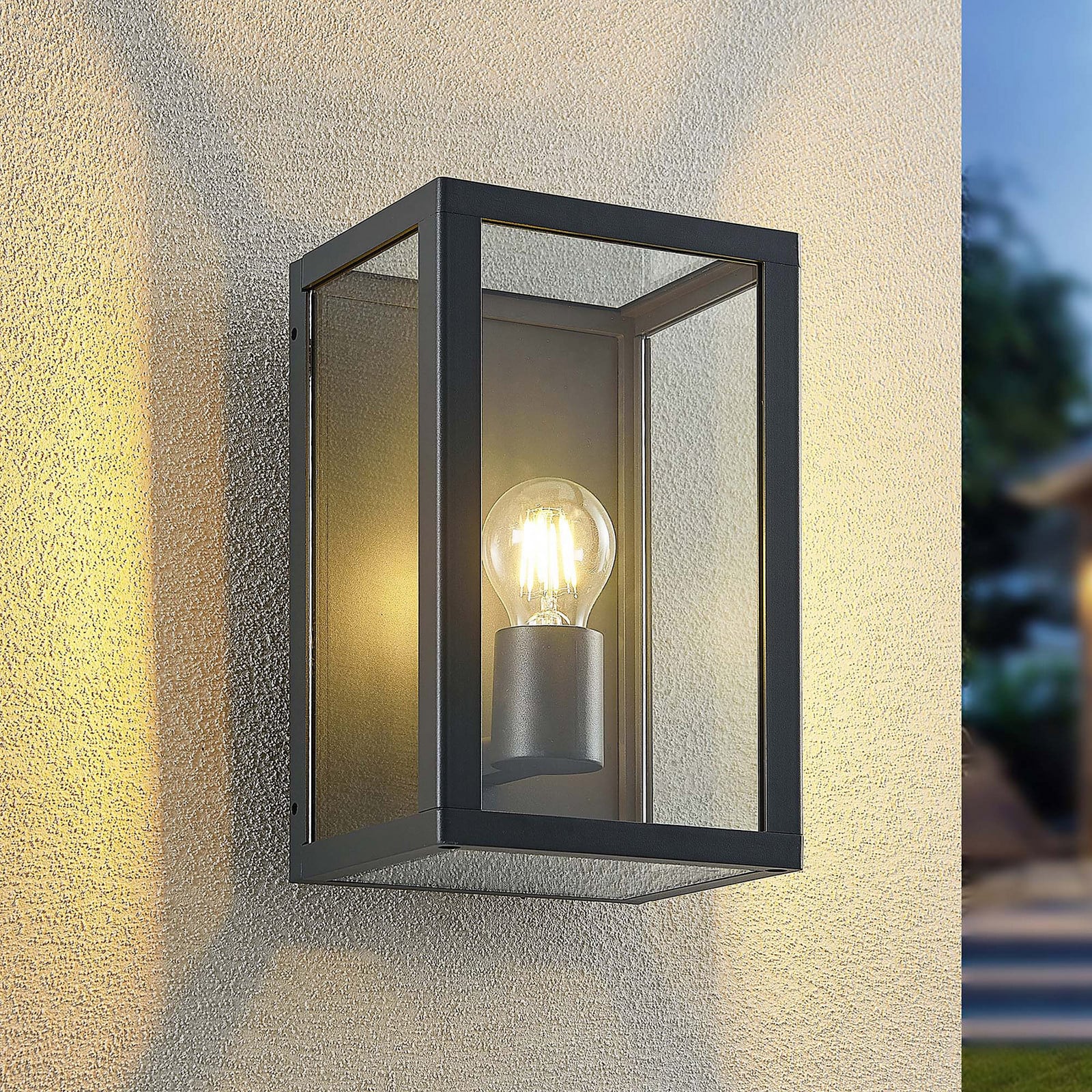 Aplique de exterior Giavanna H28 Dark Grey - Lindby - Terraza - Moderno - Vidrio - Angular