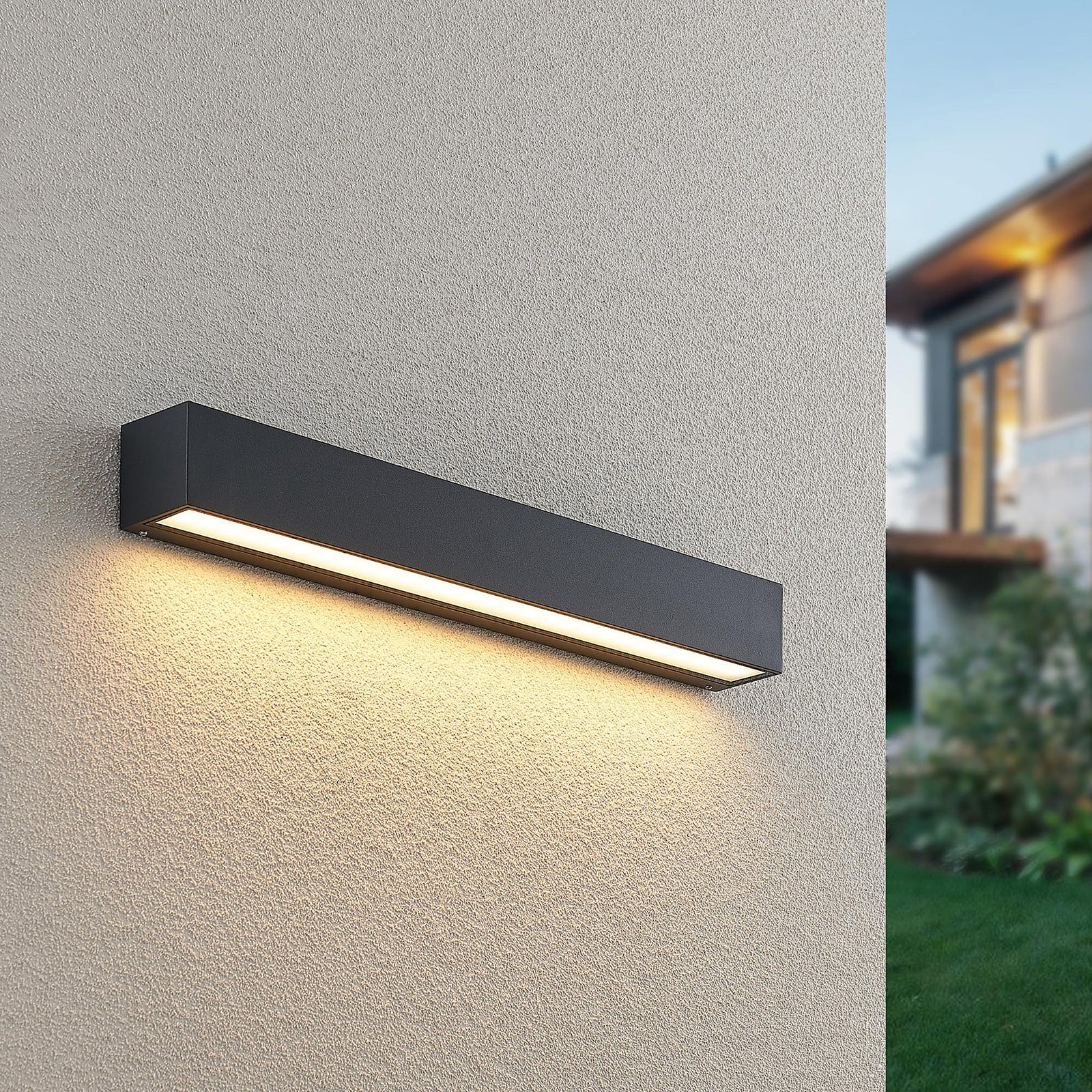 Aplique de exterior Krylo IP65 Graphite - Lucande Lengo - Balcón - Moderno - Aluminio - Angular