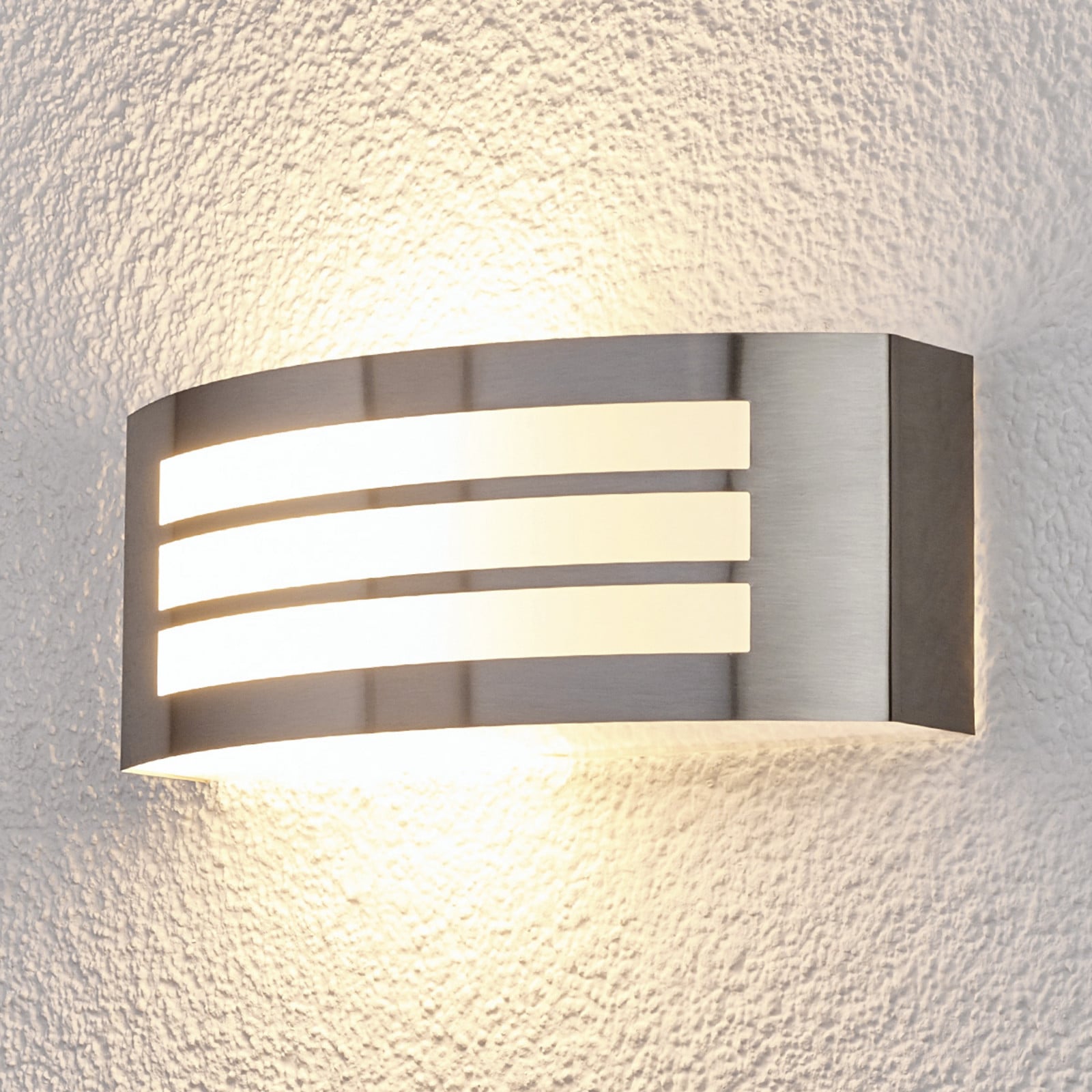 Aplique de exterior Raja Striped de acero inoxidable - Lindby - Balcón - Moderno - Angular