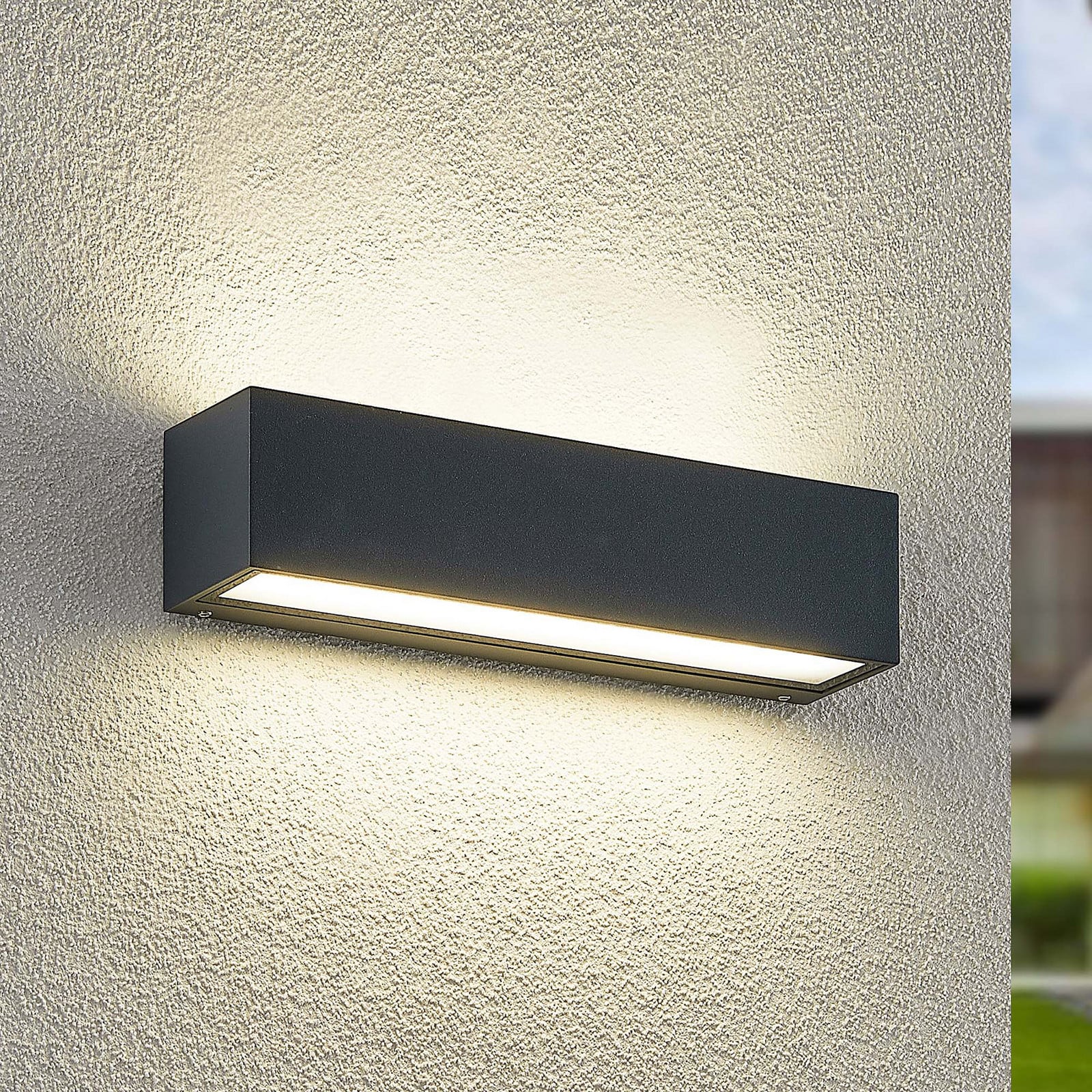 Aplique de pared LED Lengo, 25 cm, antracita, arriba/abajo, CCT - Arcchio - Balcón - Moderno - Aluminio - Angular