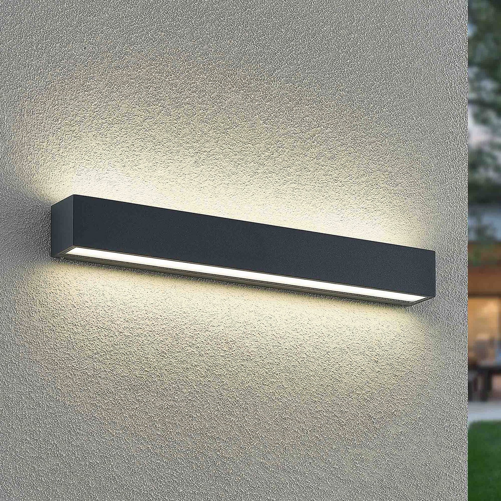 Aplique de pared LED Lengo, 50 cm, antracita, arriba/abajo, CCT - Arcchio - Balcón - Moderno - Aluminio - Angular