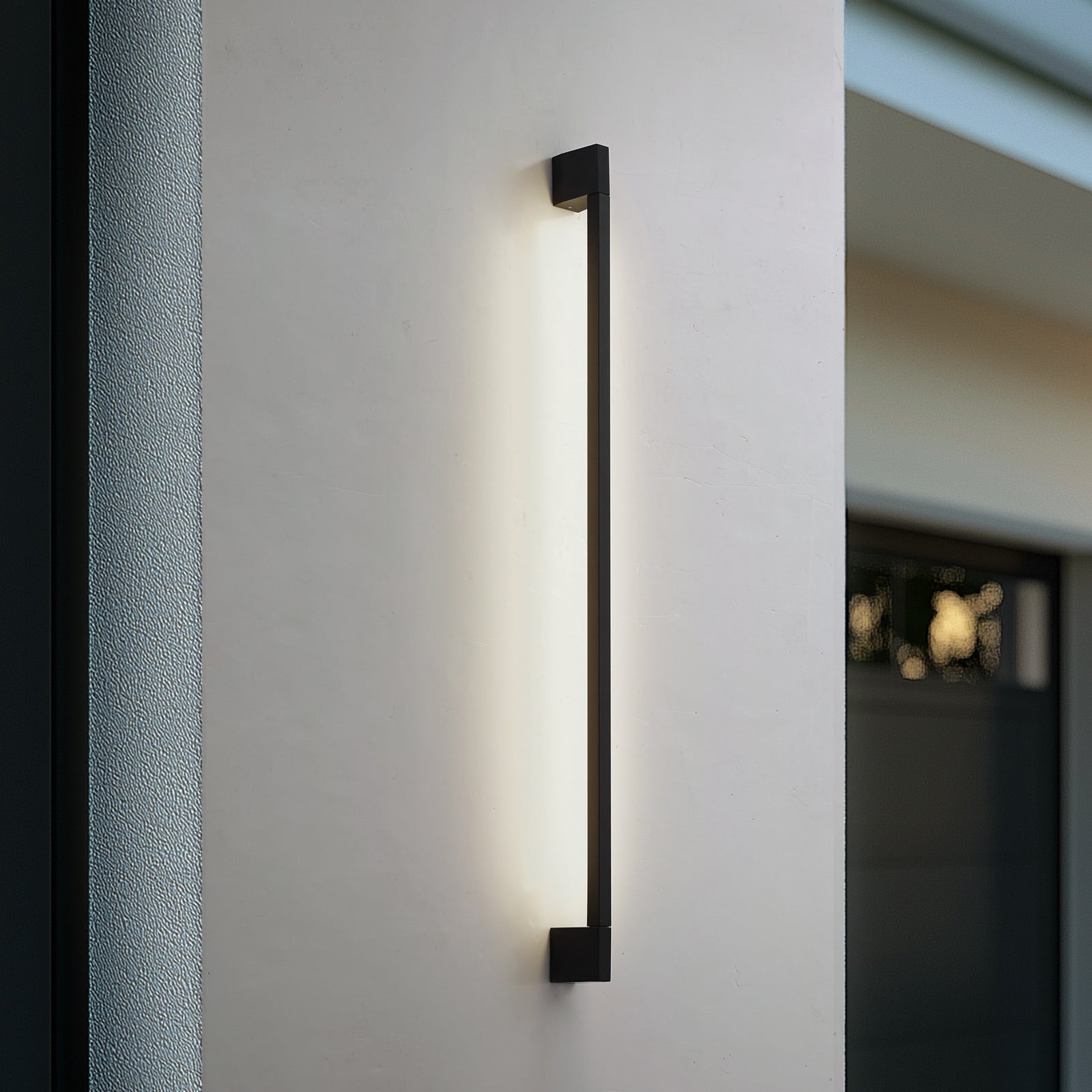 Aplique de pared LED Neano, 120 cm, negro, metal, IP54 - Lindby - Balcón - Moderno - Aluminio - De superficie