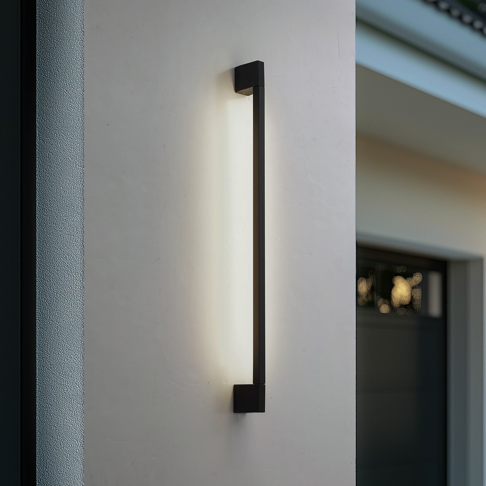 Aplique de pared LED Neano, 90 cm, negro, metal, IP54 - Lindby - Balcón - Moderno - Aluminio - De superficie