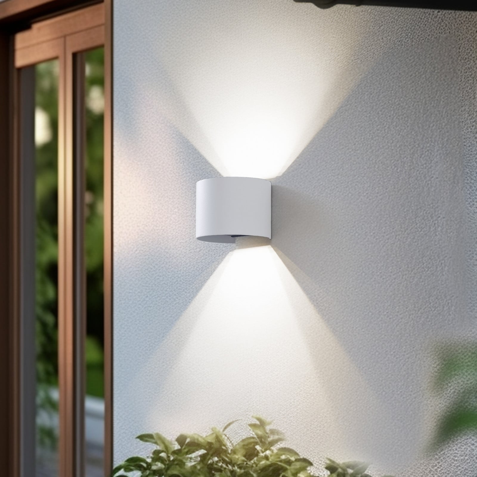 Aplique LED inteligente Dara Round para exterior, blanco - Lindby - Balcón - Moderno - Aluminio - De superficie