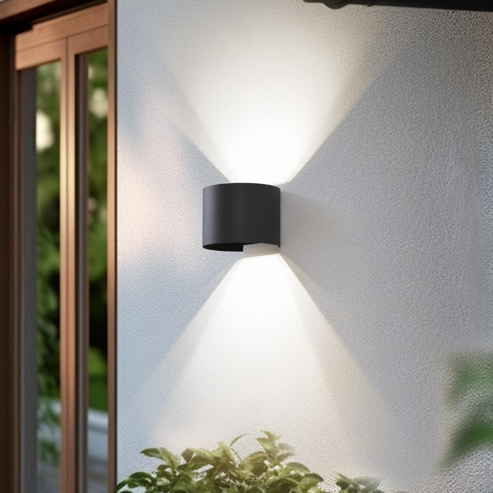 Aplique LED inteligente Dara Round para exterior, color gris - Lindby - Balcón - Moderno - Aluminio - De superficie