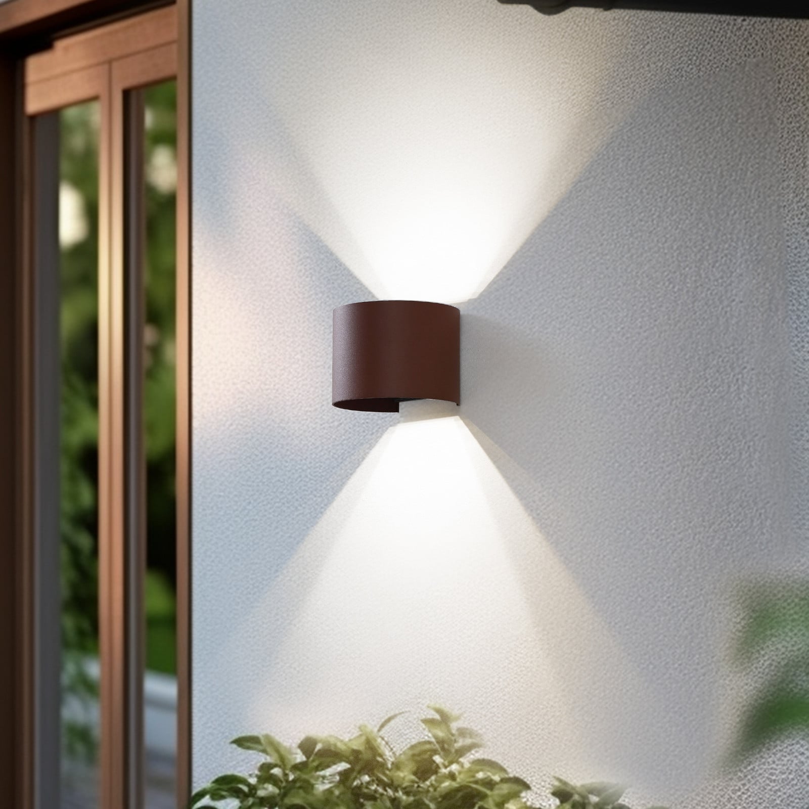 Aplique LED inteligente Dara Round para exterior, color óxido - Lindby - Balcón - Moderno - Aluminio - De superficie