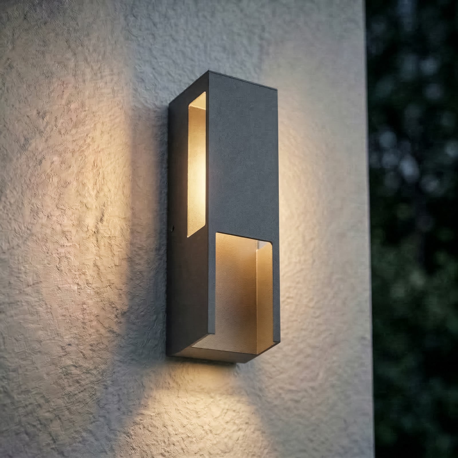 Aplique LED para exterior Enyra, IP65, negra, 27 cm, aluminio - Lindby - Terraza - Moderno - Angular