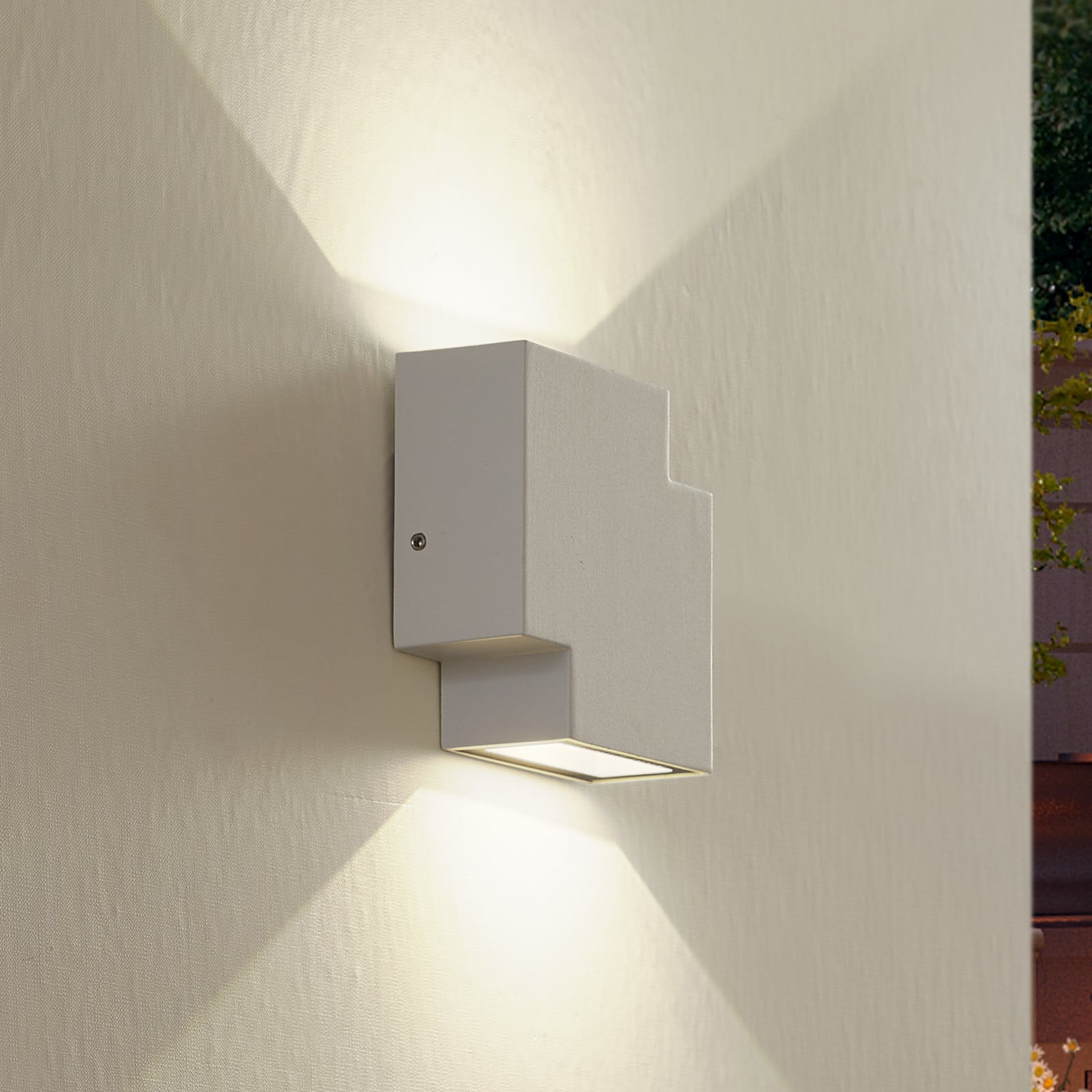 Aplique LED para exterior Fendir, blanco, aluminio, 10,5 cm - Lindby - Terraza - Moderno - Angular