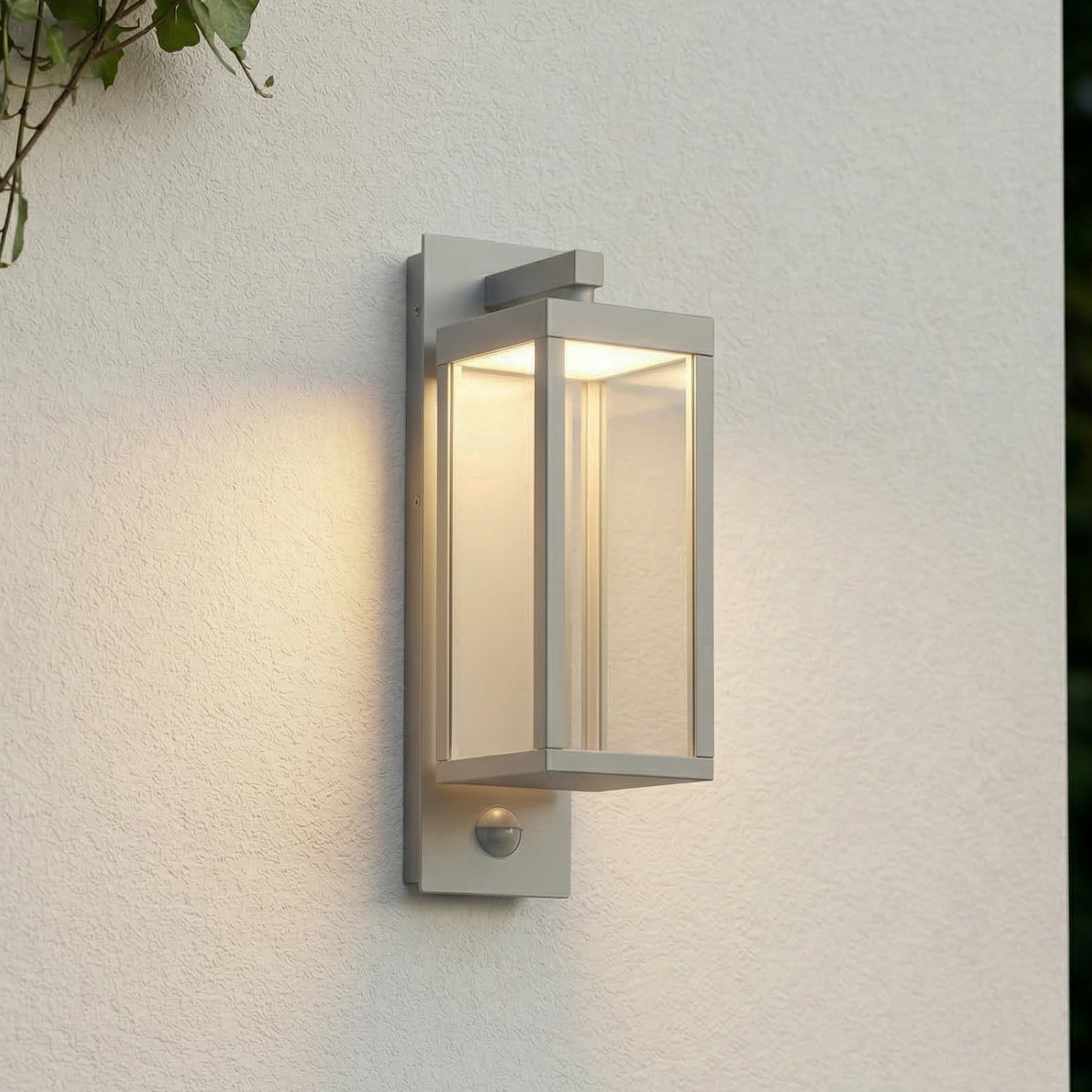 Aplique LED para exterior Ferdinand, con sensor, gris piedra - Lucande - Moderno - Aluminio - Angular