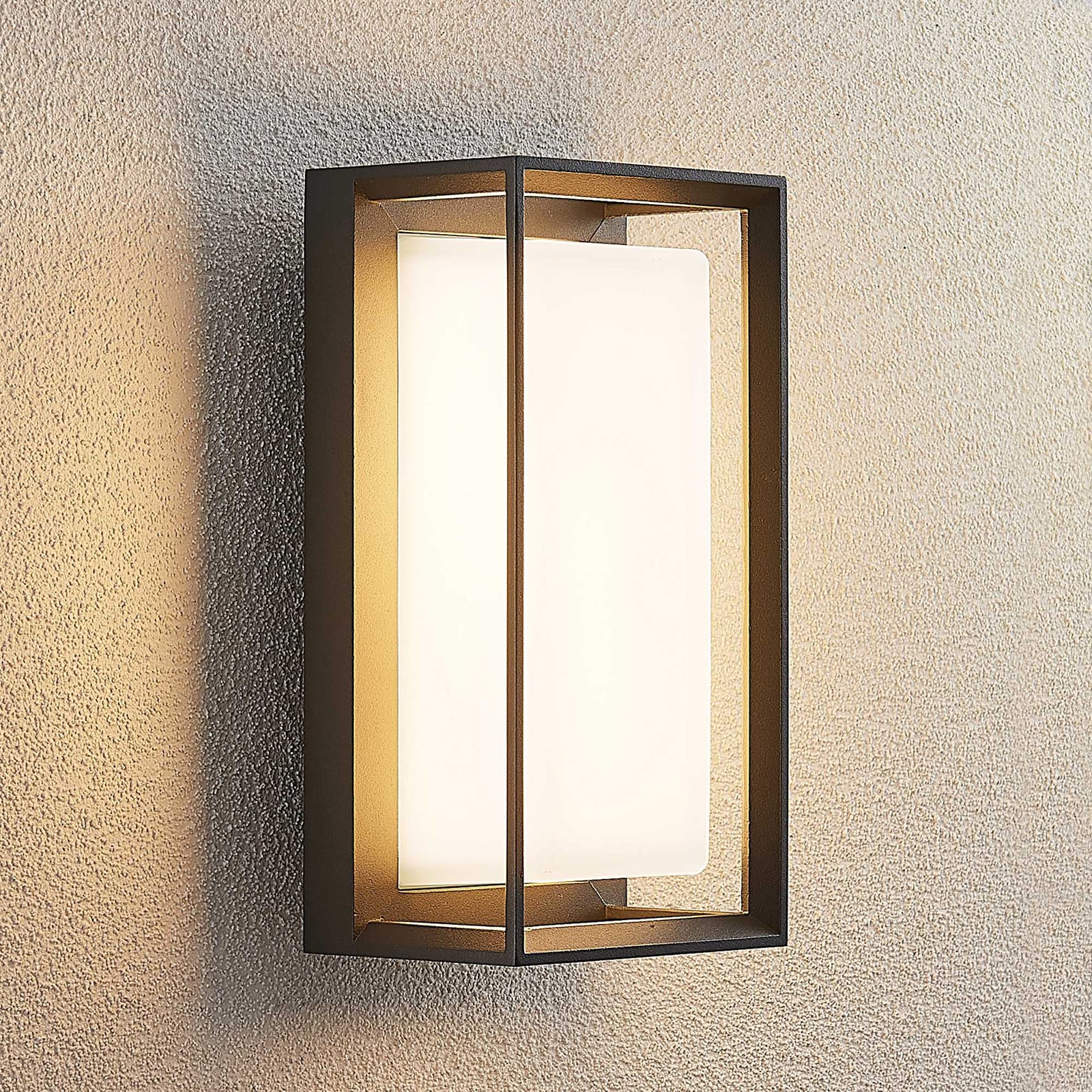 Aplique LED para exterior Ismera, color antracita/ópal - Arcchio - Balcón - Moderno - Metal - Angular