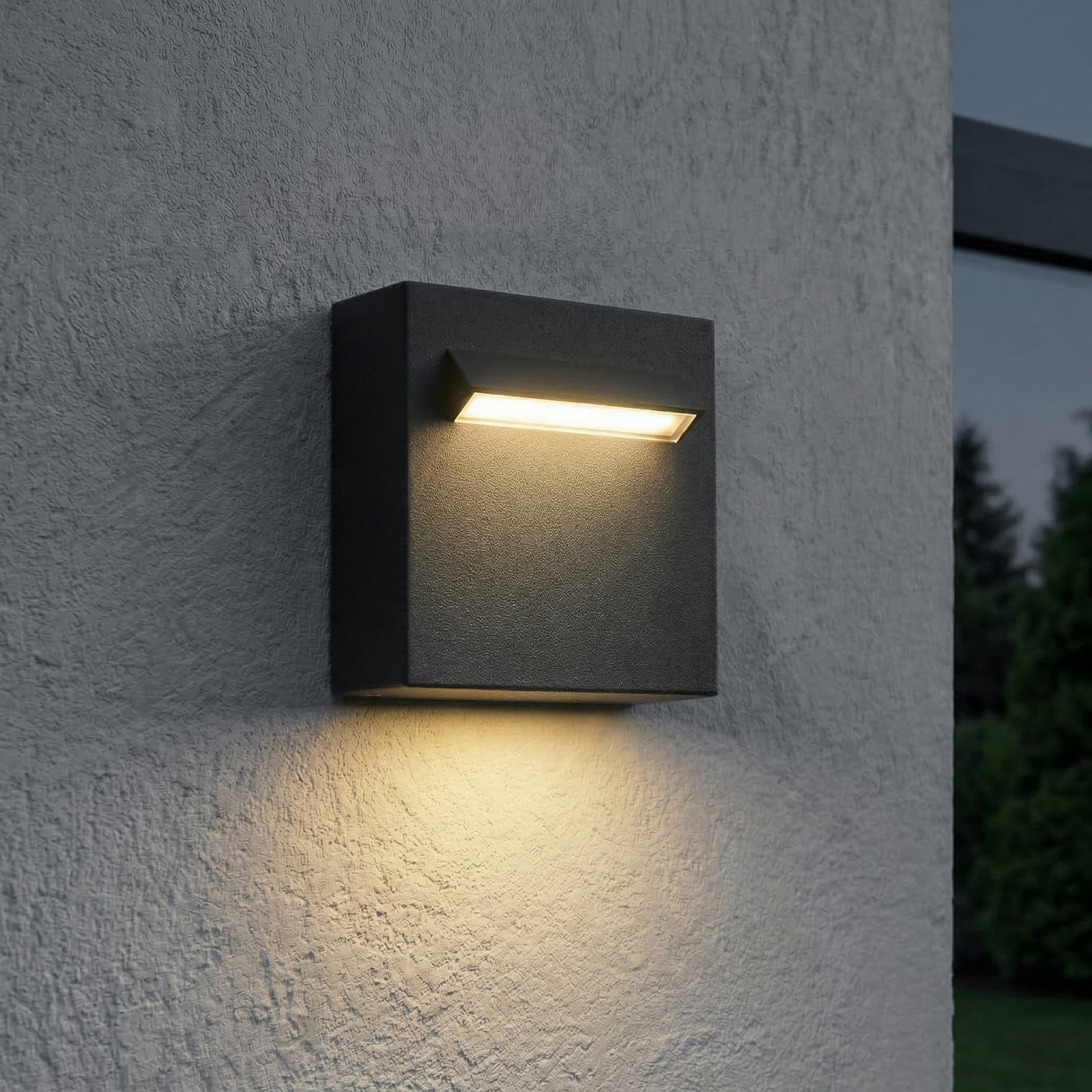 Aplique LED para exterior Joril, negra, 9,4 cm, aluminio, IP65 - Lucande - Terraza - Moderno - Angular
