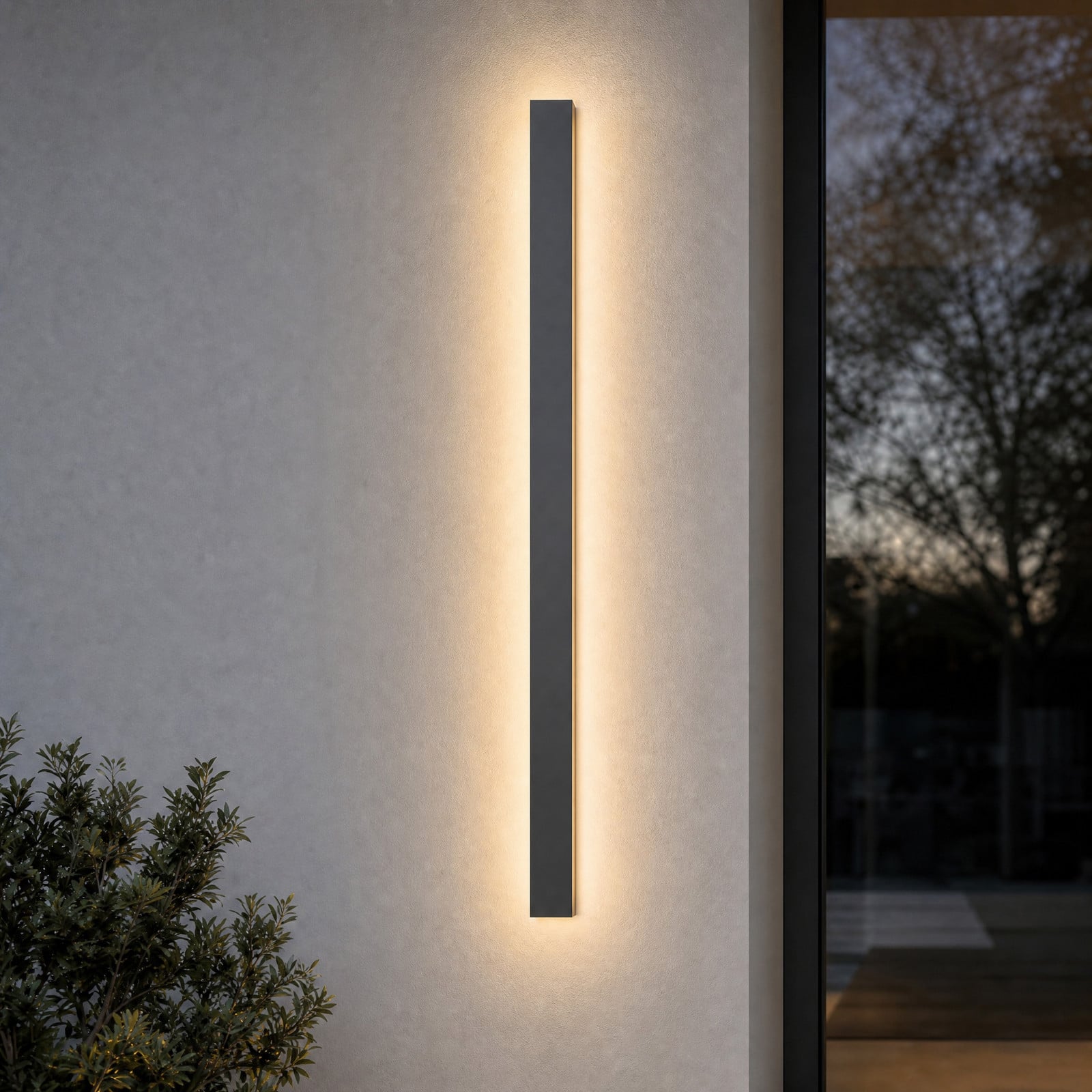Aplique LED para exterior Lengo, 3000 K, antracita, 100 cm, luz hacia Lucande - Moderno - Aluminio - Angular