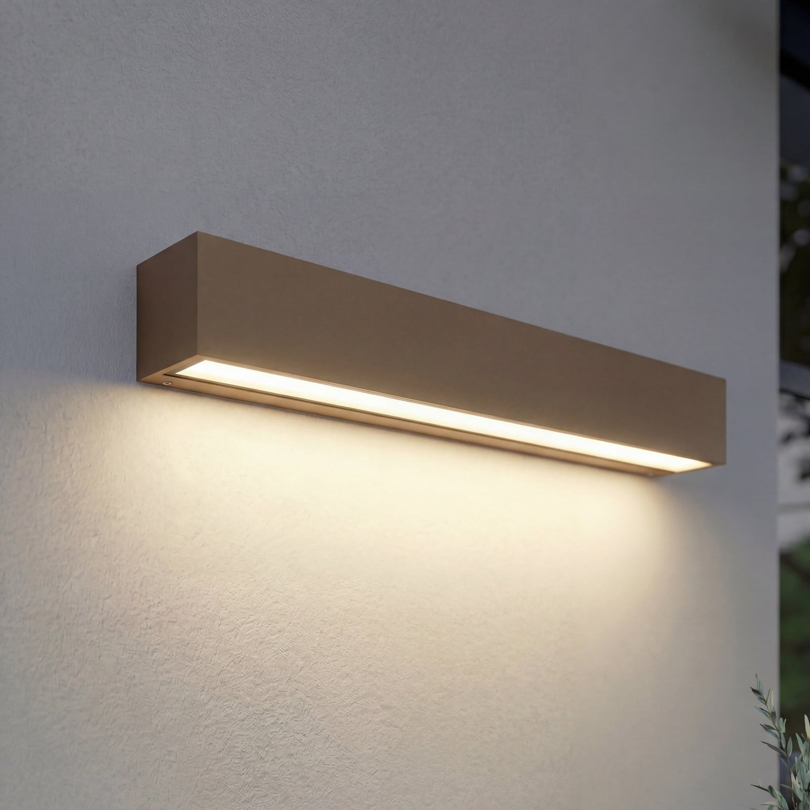 Aplique LED para exterior Lengo, 50 cm, marrón, luz hacia abajo, 3000 K - Lucande - Moderno - Aluminio - Angular