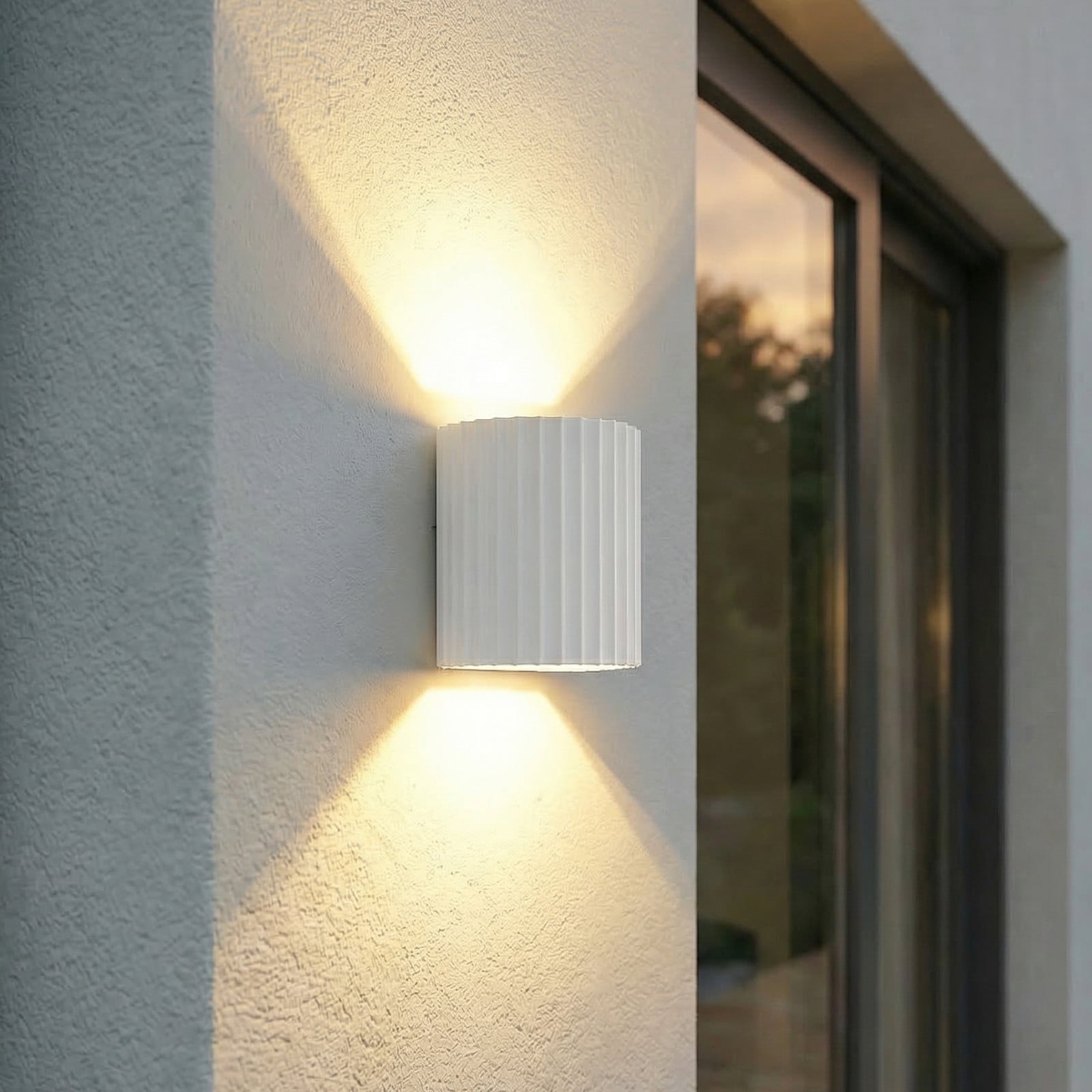 Aplique LED para exterior Ralino, IP65, aluminio, blanco, 2 luces - Lindby - Terraza - Moderno - Redonda