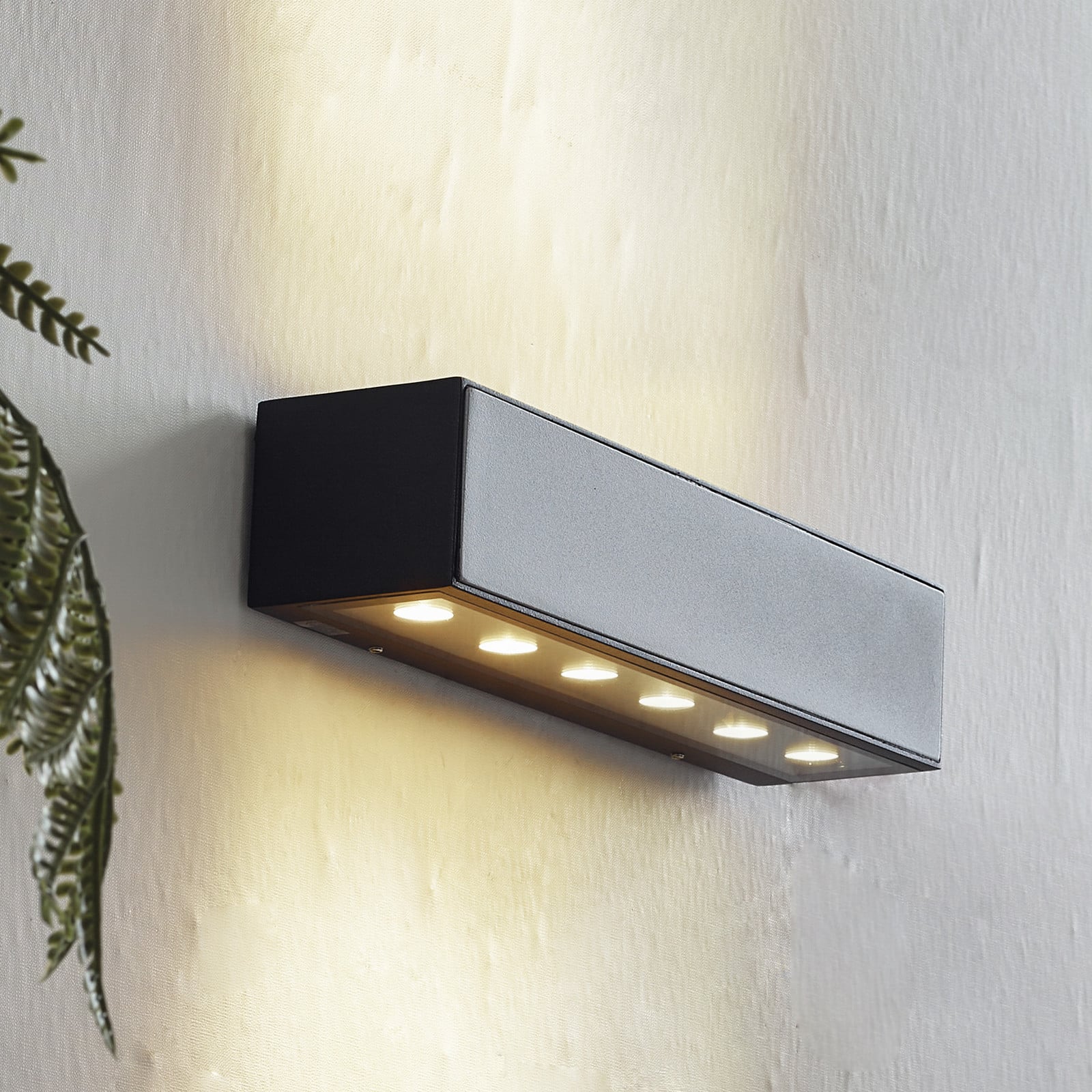 Aplique LED para exterior Selim, 30 cm de longitud, negro - Lucande - Moderno - Aluminio - Angular