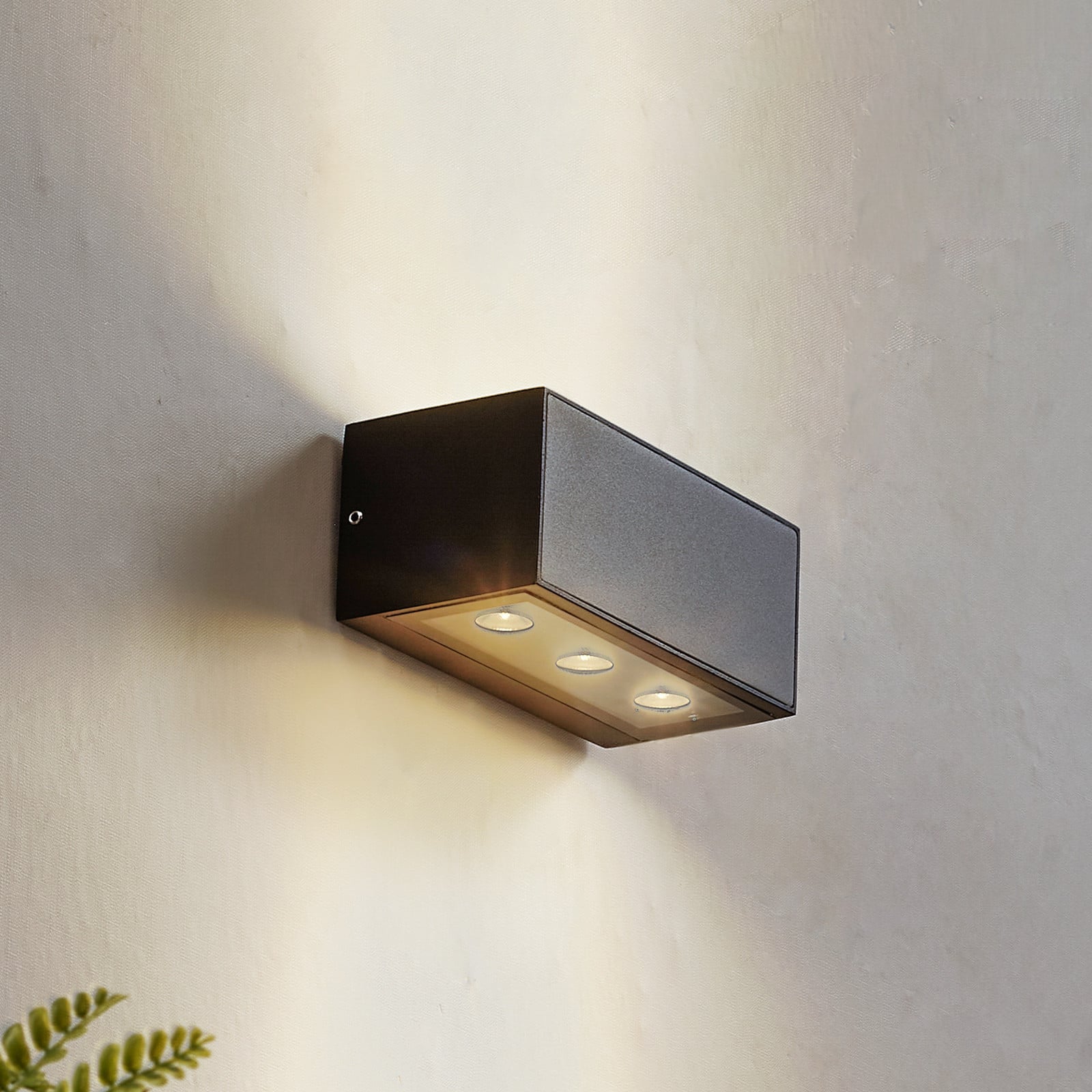 Aplique LED para exterior Selim, longitud 15,3 cm, negro - Lucande - Moderno - Aluminio - Angular