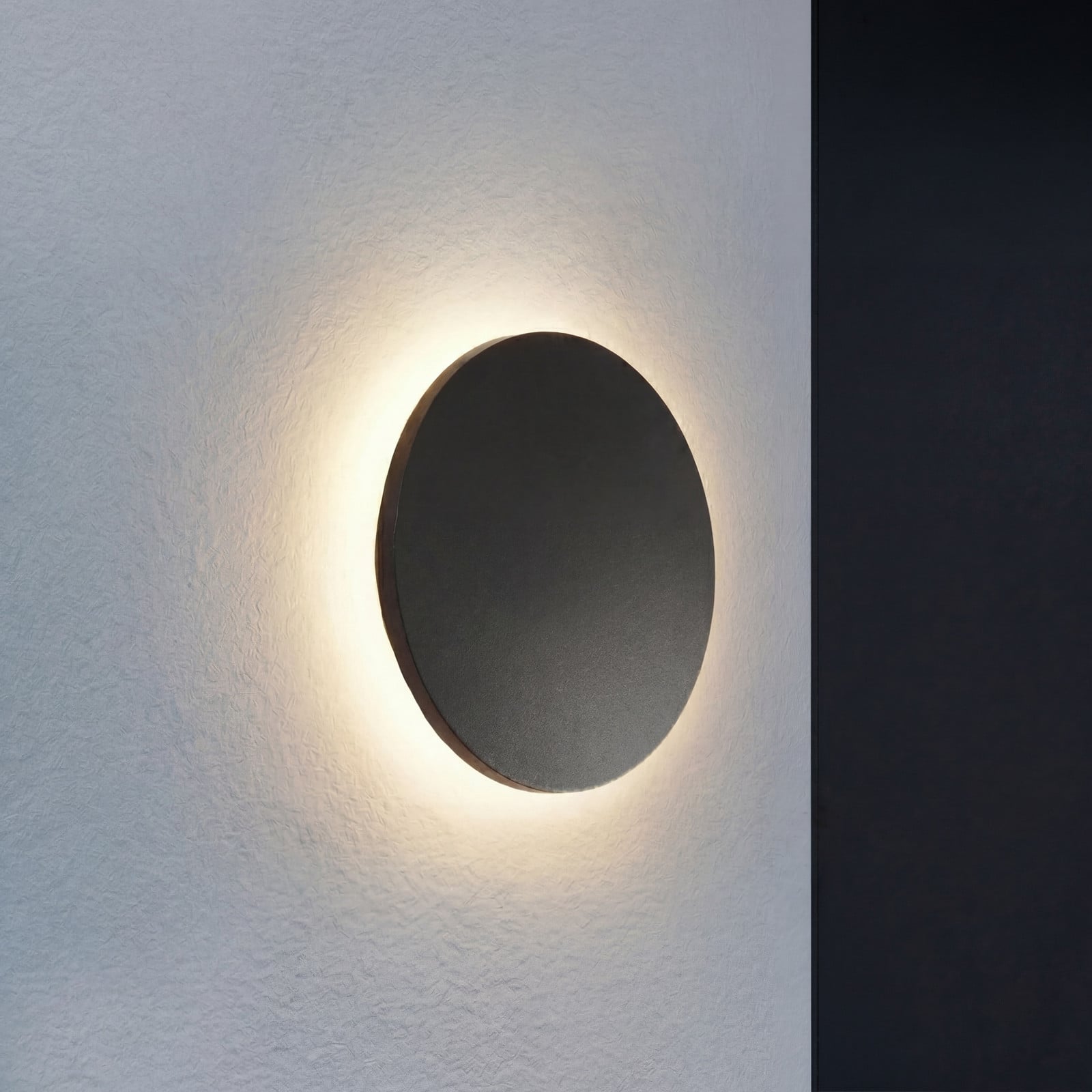 Aplique LED para exterior Selinel, Ø 23 cm, con número de casa, negra, de metal Lindby - Moderno - Redonda
