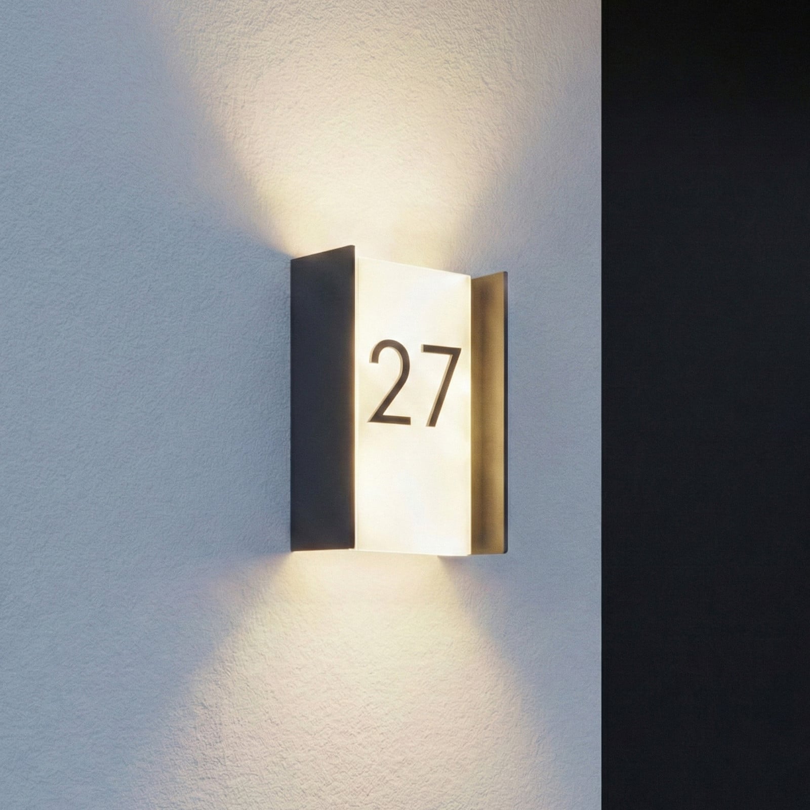 Aplique LED para exterior Selqa, antracita, IP65, número de casa - Lindby - Balcón - Moderno - Metal - Angular