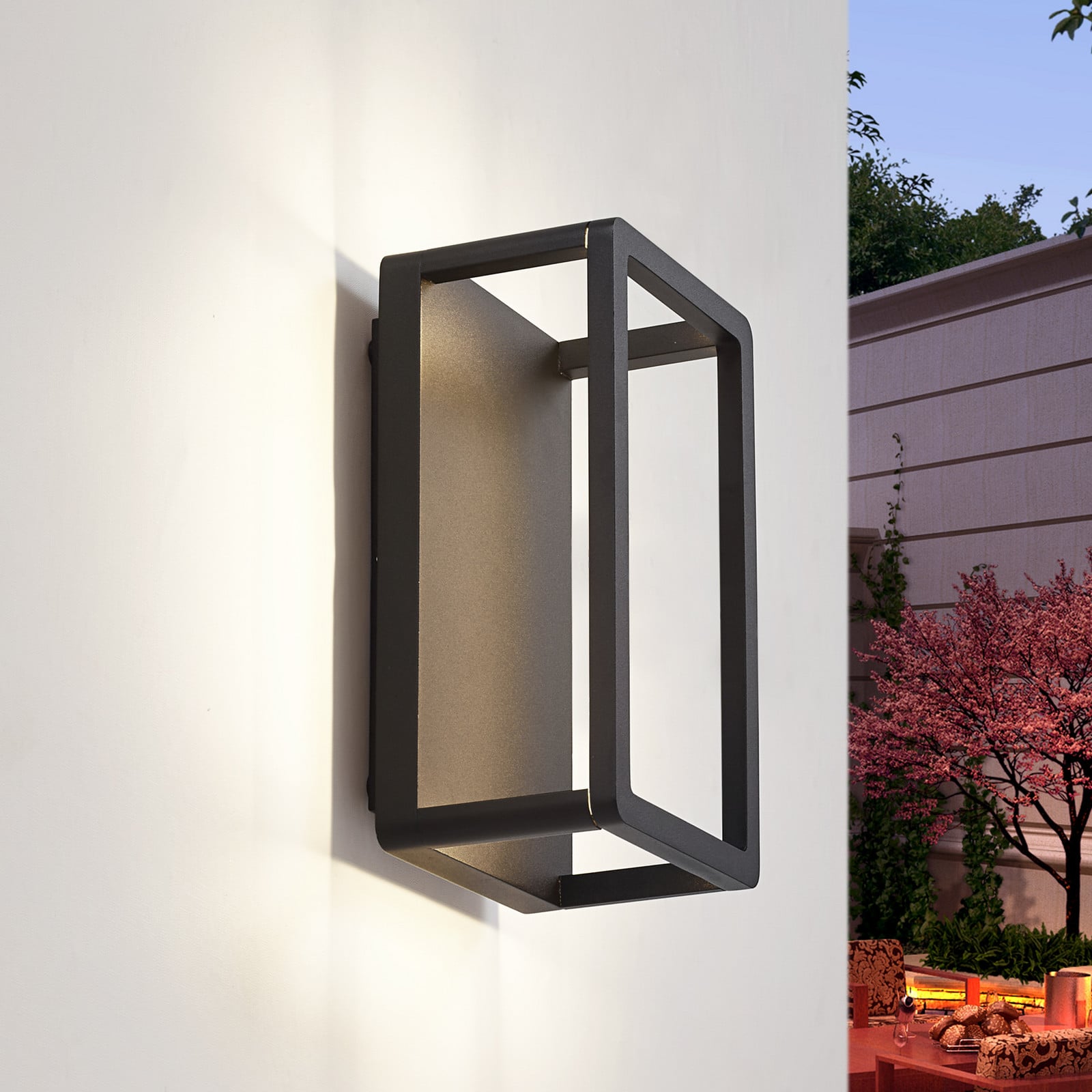 Aplique LED para exterior Thorvid, altura 26 cm, negra - Lucande - Moderno - Aluminio - Angular