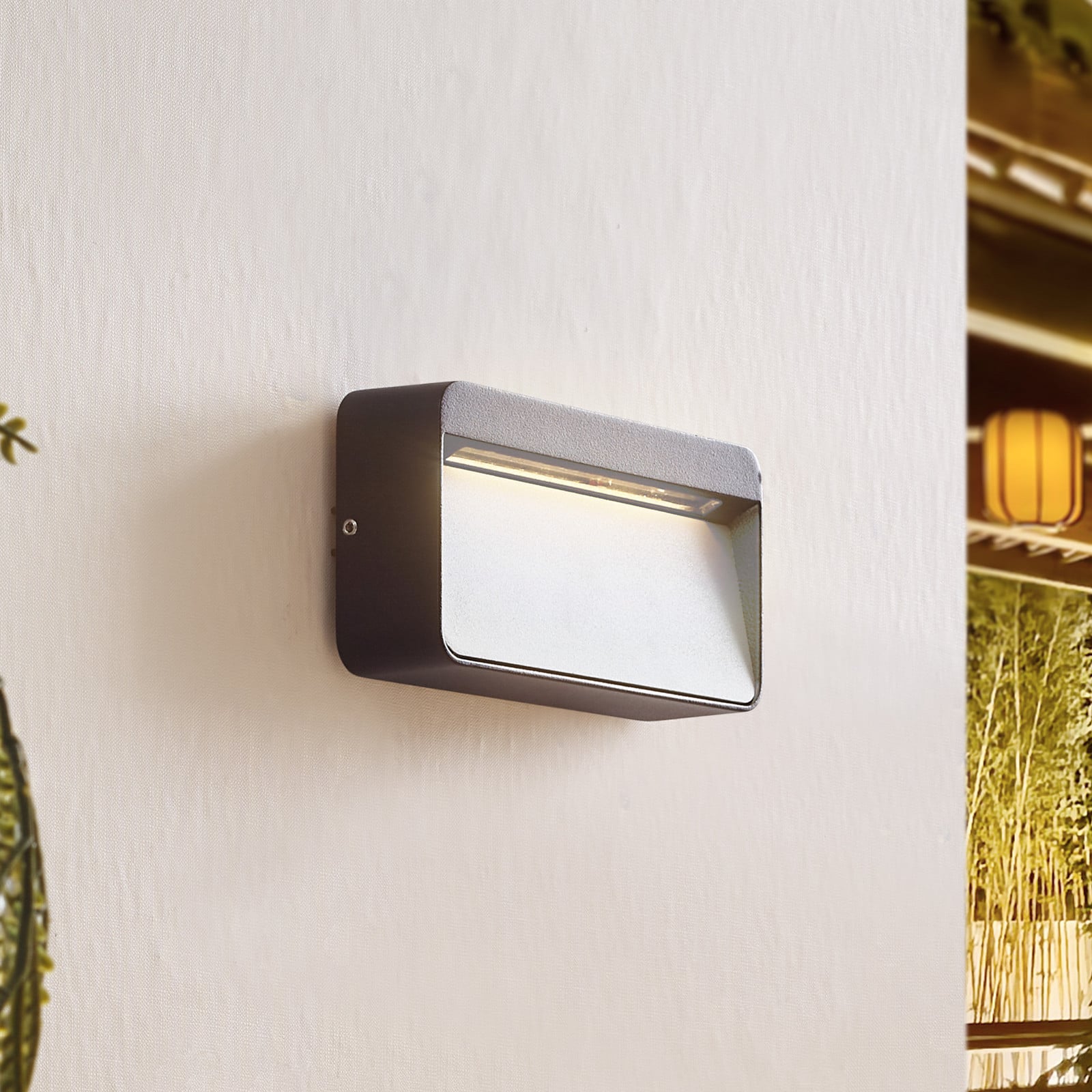 Aplique LED para exterior Tiburia, negro, aluminio - Lucande - Moderno - Angular