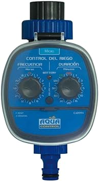 Aqua Control C4099N Programador de Riego para Jardín, Para todo tipo de Grifos, Apertura a 0 Bar, Color Azul y Negro, 10 x 10 x 16 cm
