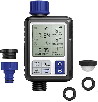 Aqua Control C4110 Digital de Riego con Pantalla Panorámica Extremadamente Fácil, Programador Full Vision 2, Observa Toda la Información de Programación a la Vez, 1 Salida
