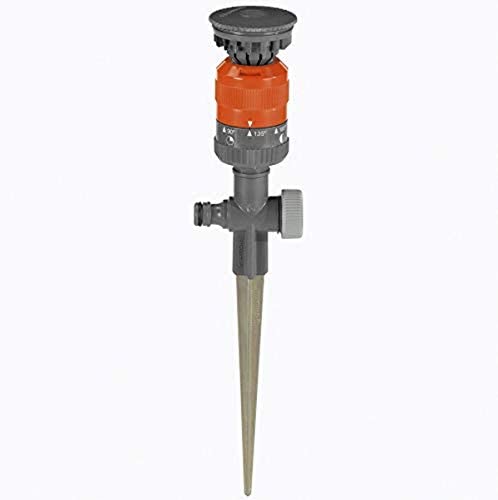 Aspersor circular Vario Comfort de Gardena: aspersor para riego homogéneo, superficie máx. 225 m², rango de aspersión 8,5 m, ajuste de sectores en 7 pasos de 90°-360 °, soporte de metal (1949-20)
