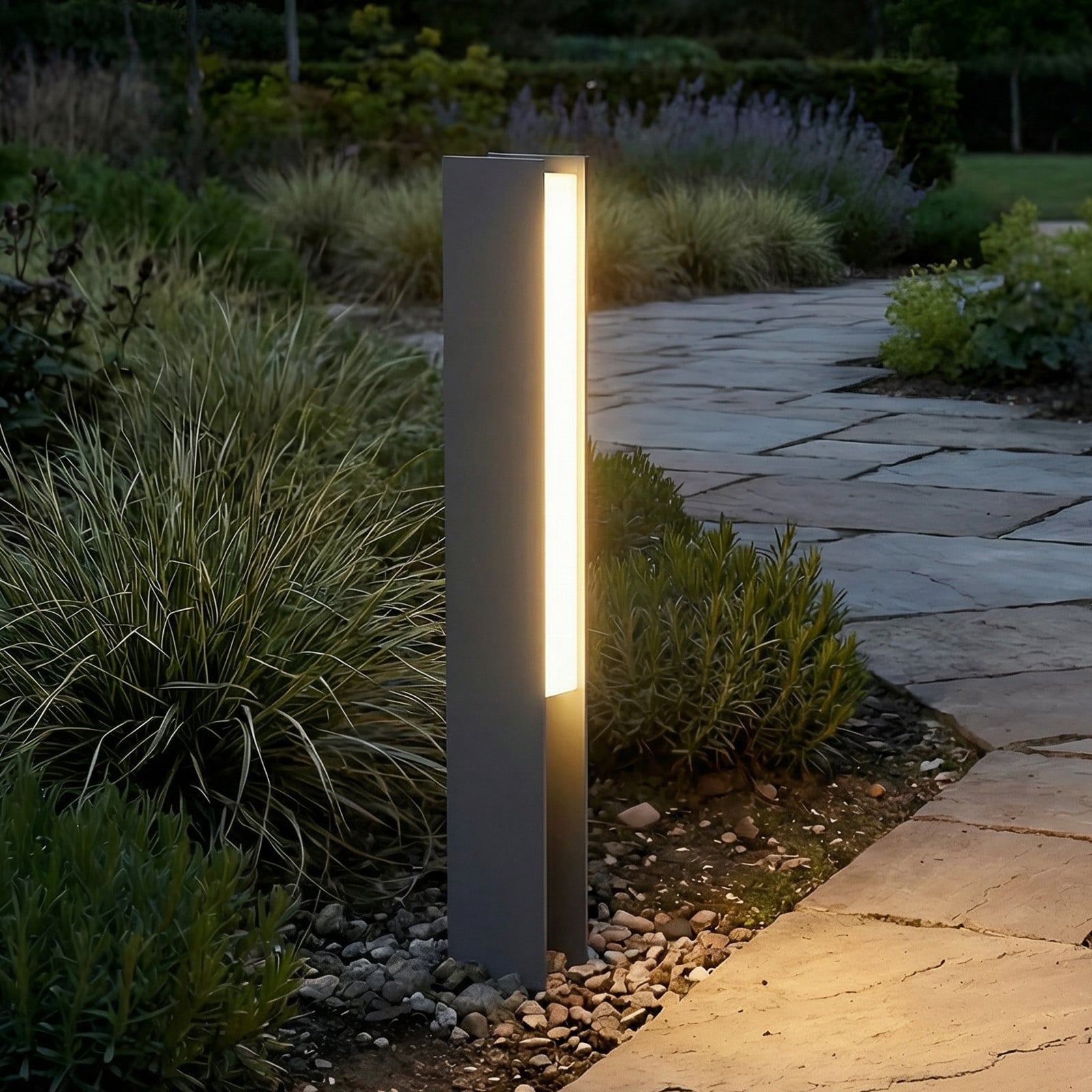 Baliza LED de pie Teerk, antracita, IP65, altura 50 cm - Lucande - Terraza - Moderno - Aluminio - Angular
