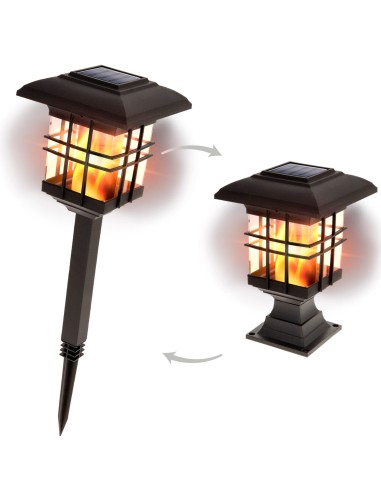 Baliza y farolillo solar led 5 lúmenes 2 en 1 efecto fuego