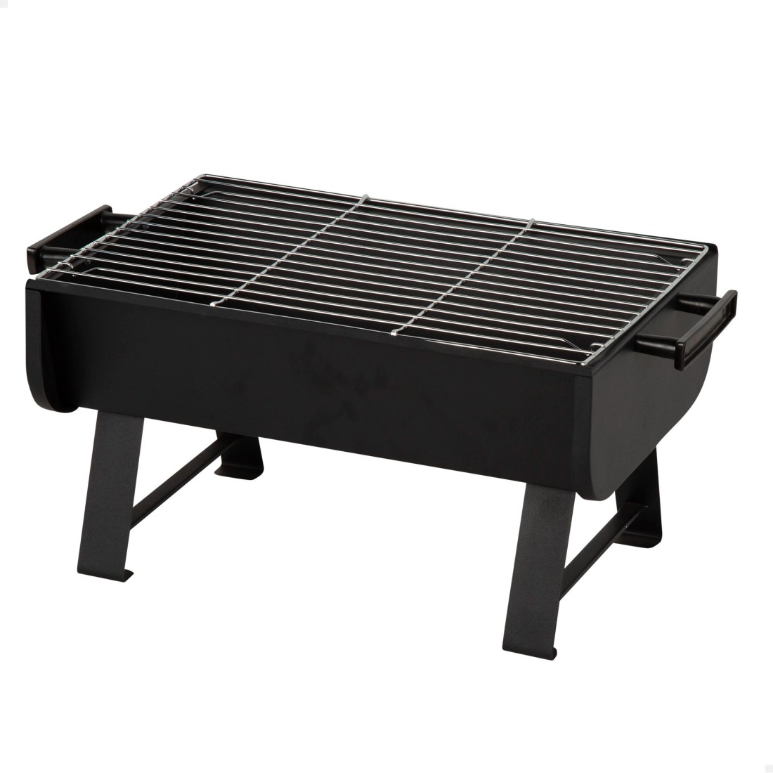 Barbacoa carbón portátil acero 45x30x25 cm con asas laterales