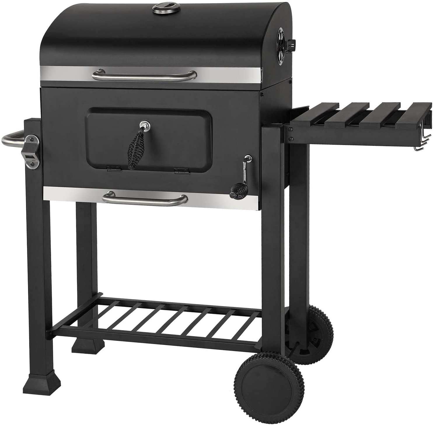 Barbacoa de pie con carro de carbón vegetal, plegable, barbacoa de jardín, barbacoa, camping, 61 x 46 cm