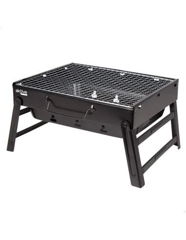 Barbacoa portátil plegable rectangular negra 40x28x20 cm