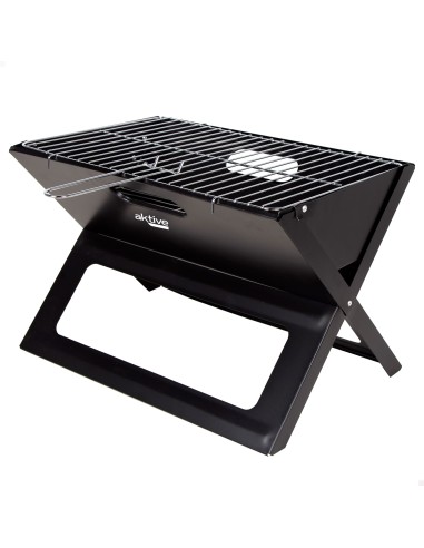 Barbacoa portátil plegable rectangular negra 45x29x30 cm