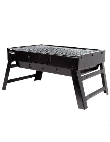 Barbacoa portátil plegable rectangular negra 50x30x23 cm