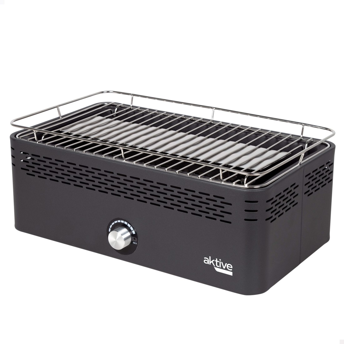 Barbacoa sin humo rectangular negra sobremesa 45x28x19 cm