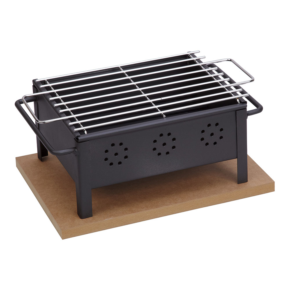 Barbacoa sobremesa con parrilla inoxidable 25x20 cm. Negro