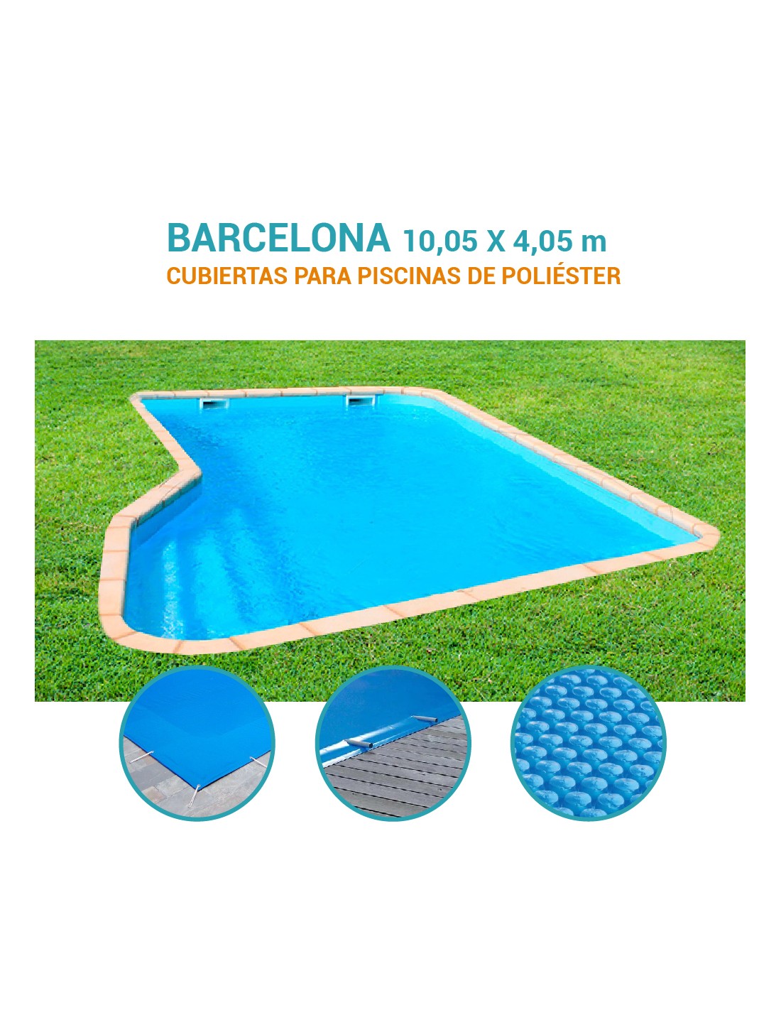Barcelona | 10,05 x 4,05m | Cubiertas piscina de poliéster Europa