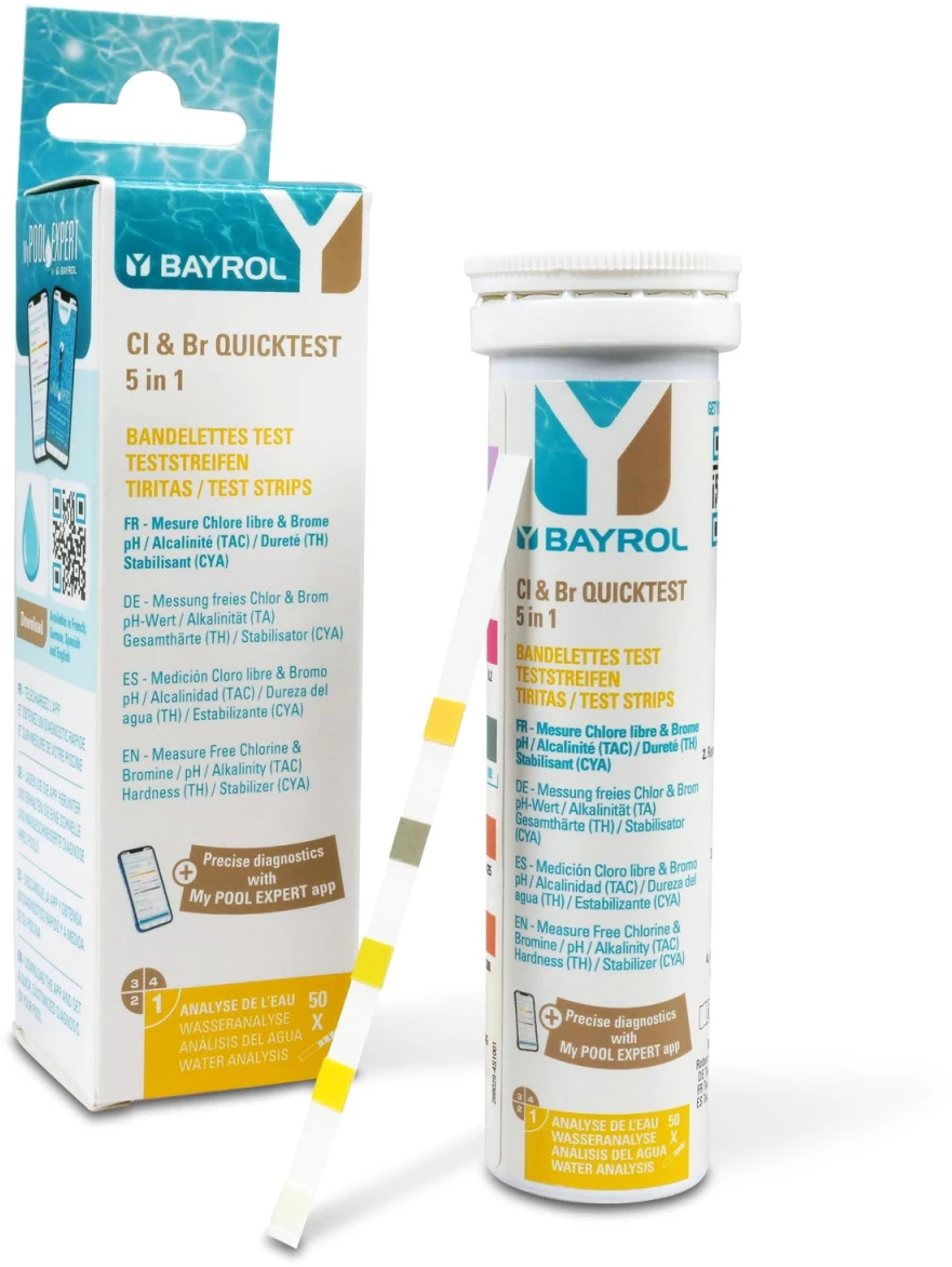 BAYROL Quicktest Teststreifen pH/Cl/TAC/Algizid - 1 Stk