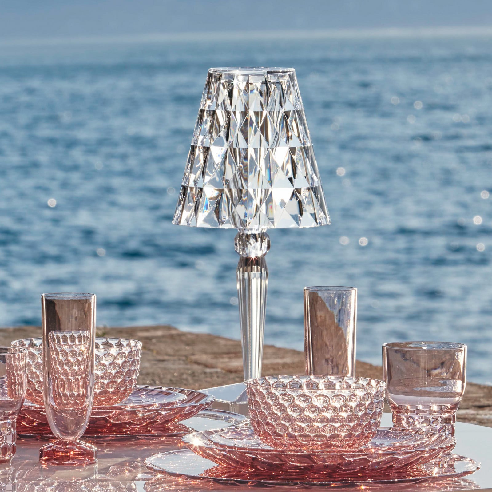 Big Battery Portable Lámpara de Sobremesa IP54 Cristal - Kartell - Sala de estar / salón - Diseño - Plástico - Con pantalla