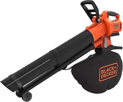 BLACK+DECKER Soplador, aspirador y triturador de hojas,36V, Volumen de aspiración 8,8 m3/min, Velocidad del soplador 270 km/h, bolsa de 45L de capacidad, No incluye batería/cargador, BCBLV36B-XJ