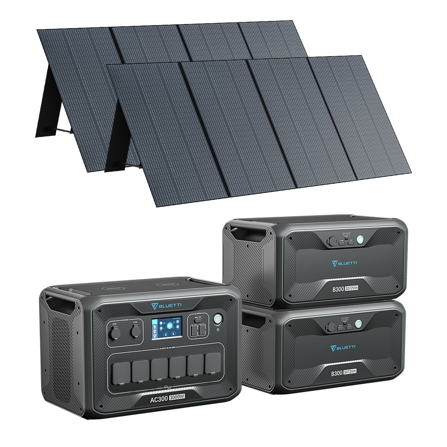 BLUETTI AC300+ 2/B300 + 2/PV350 Generador solar kit AC300+2*B300+2*PV350 | 3.000 W 6.144 Wh | 700 W Kit solar